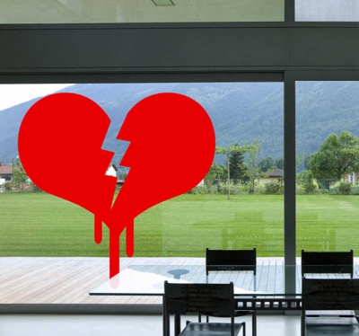 Sticker vitrine coeur brisé