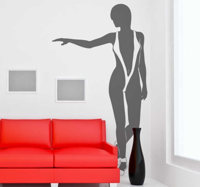 Autocollant mural femme en trikini