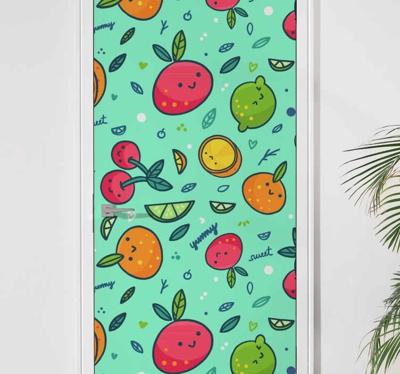 Sticker de Porte Visages de fruits drôles