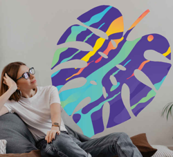 Sticker Art Deco Art abstrait de feuille colorée en oferta