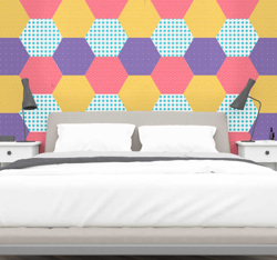 Sticker Mural Hexagones toutes les couleurs en oferta