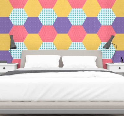 Sticker Mural Hexagones toutes les couleurs