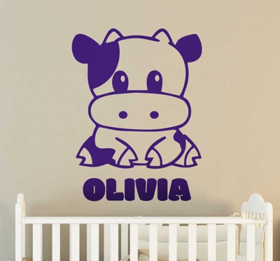 Sticker enfant vache personnalisable