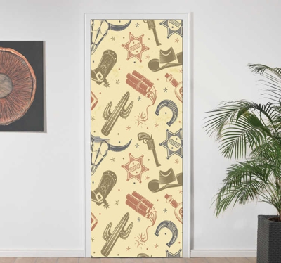 Sticker de porte aux motifs cow-boy
