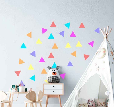 Stickers Chambre Bébé petits triangles multicolores
