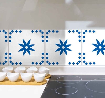 Autocollant Carrelage Fleur bleue de delfts