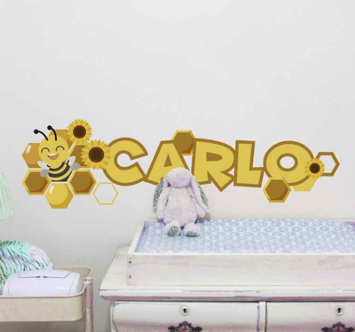 Sticker chambre enfant Abeille et prénom
