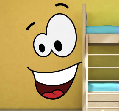 Autocollant mural dessin sourire