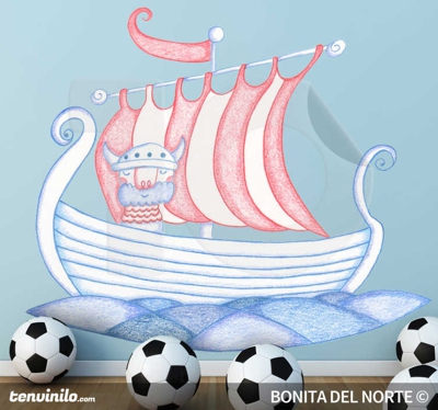 Sticker enfant navire viking