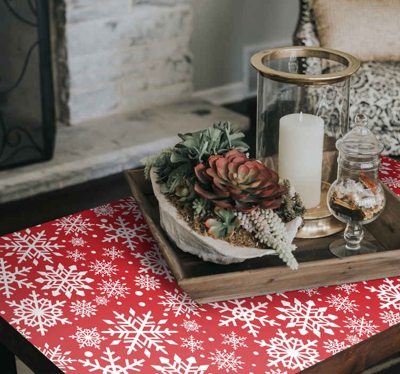 Sticker Deco Meuble Flocons de neige rouges