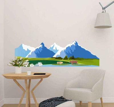 Stickers Mural Montagnes vertes