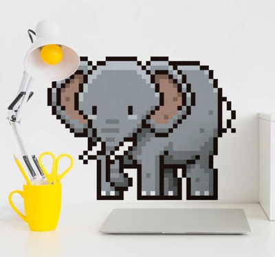 Sticker Mural éléphant pixel