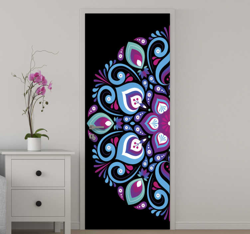 Sticker de porte mandala ton bleu características
