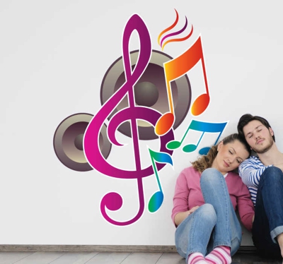 Autocollant notes musique couleur 90