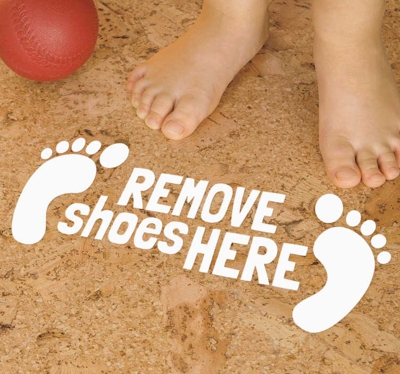 Sticker remove shoes here