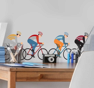 Autocollant mural cyclistes cyclisme