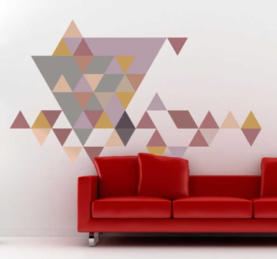 Sticker mural géométrique triangles pastel