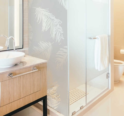 Sticker paroi de douche feuilles tropicales
