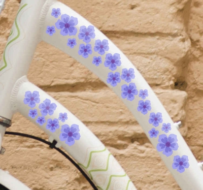 Autocollant vélo Petites fleurs violettes