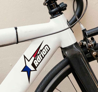 Autocollant Velo Drapeau france et nom personnalisé