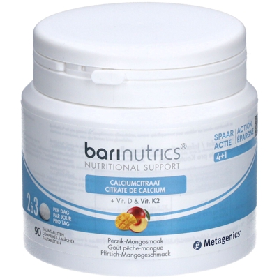 BariNutrics® Citrate de calcium + Vitamines D & K2 Pêche - Mangue