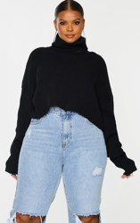 PLT Plus - Pull noir à col montant en maille, Noir características