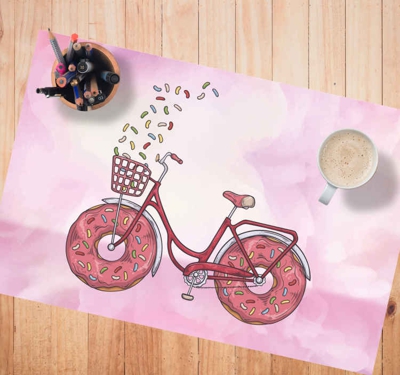 Set de table forme original Vélo avec roues donut