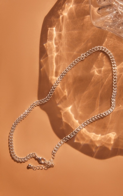 Collier à chaîne gourmette fine plaqué argent, Argenté