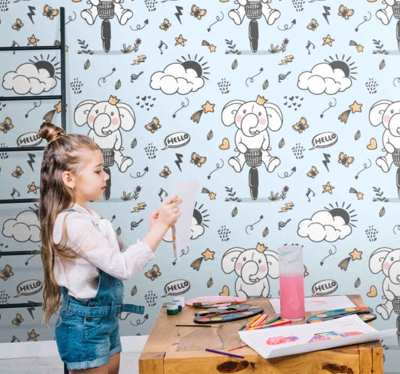 Tapisserie chambre Modèle de vélo d'équitation d'éléphant