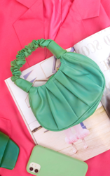Mini sac à main froncé vert, Vert características