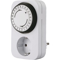 24h, 1x Schuko 16A/230V~/3680W Blanc Programmateur journalier, Minuteur