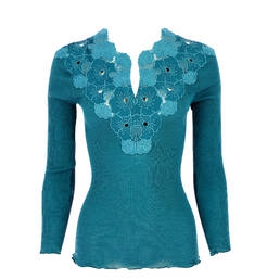 OSCALITO pull décolleté brodé en laine et soie Macramé