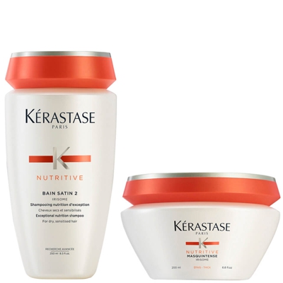 Bain Satin 2 Kérastase Nutritive 250 ml & Masquintense Cheveux Épais 200 ml