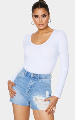 Tall - Short mom en jean bleu clair délavé déchiré, Délavage bleu clair