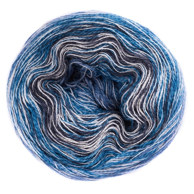 Fil à tricoter tressé mérinos avec dégradé bleu/gris