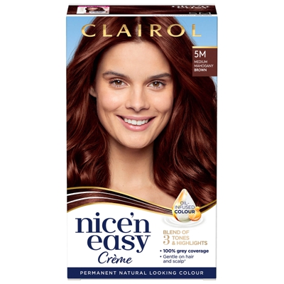 Clairol Nice' n Easy Crème Natural Looking Oil Infused Permanent Hair Dye 177ml (Various Shades) - 5M Medium Mahogany Brown