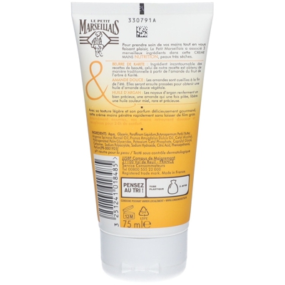 Le Petit Marseillais - Crème Mains - Nourrissante Peaux très Sèches , Tube 75 ml