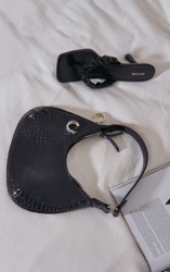 Mini sac à main effet croco noir, Noir precio