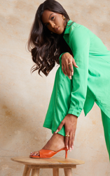 Mules carrées orange à talon bas, Orange en oferta