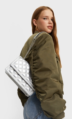 Stradivarius Sac Bandoulière Matelassé Gris 103