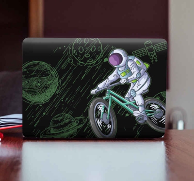 Sticker PC Astronaute jouer à vélo dans le ciel