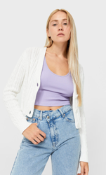 Stradivarius Cardigan Tressé Blanc L precio