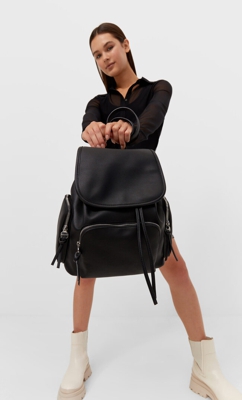 Stradivarius Sac À Dos Poches Multiples Noir 103