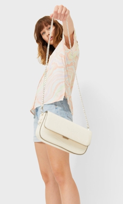 Stradivarius Mini Sac À Bandoulière Chaîne Blanc 103