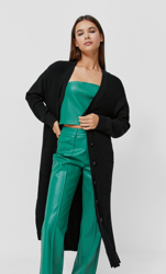 Stradivarius Cardigan Long En Maille Noir Xs en oferta