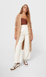 Stradivarius Cardigan Long En Maille Beige Mélangé M características