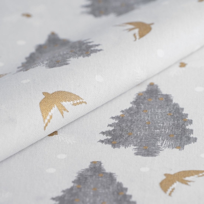 Tissu de Noël bachette sapin gris