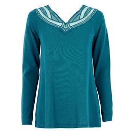 OSCALITO pull col brodé et tulle en laine et soie Macramé