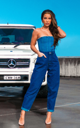 Jean dad basique moyennement délavé, Délavage bleu moyen precio