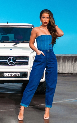 Jean dad basique moyennement délavé, Délavage bleu moyen